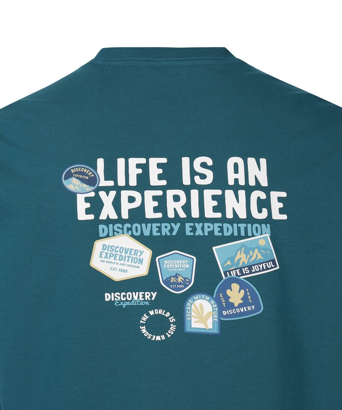 디스커버리 익스페디션(DISCOVERY EXPEDITION) 유니 프레시벤트 콜라주 반팔티셔츠 (L/TURQUOISE)
