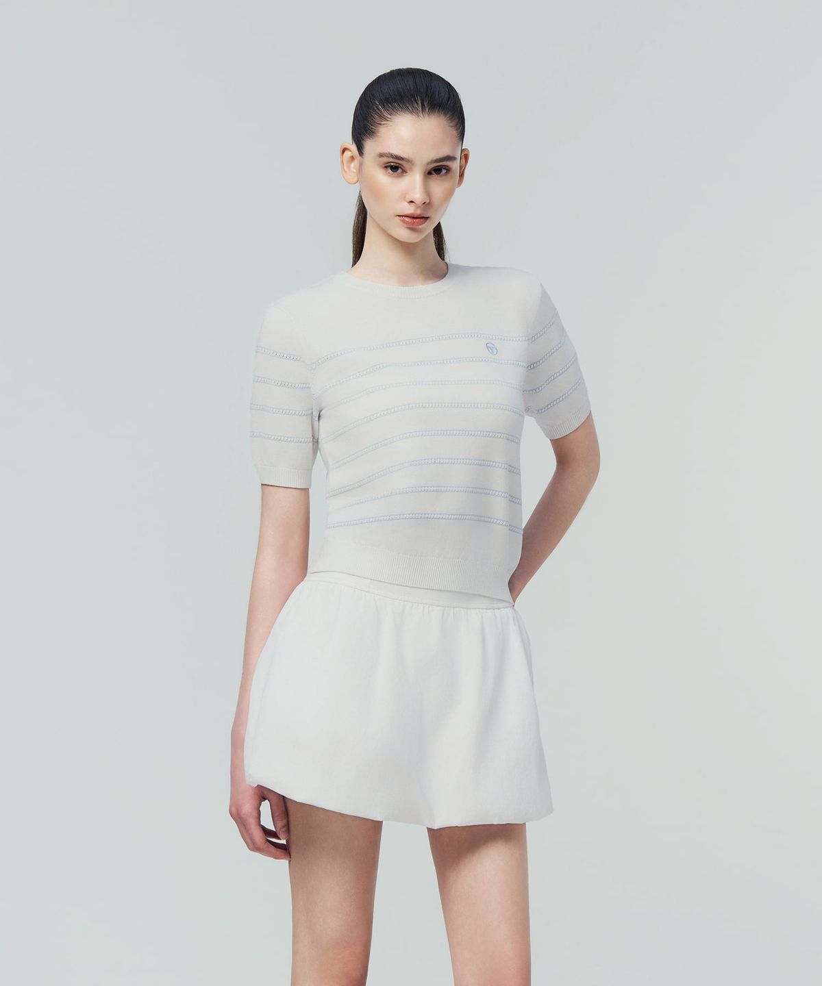 세르지오 타키니(SERGIO TACCHINI) W FRESCA KNIT 스트라이프 반팔 (White)