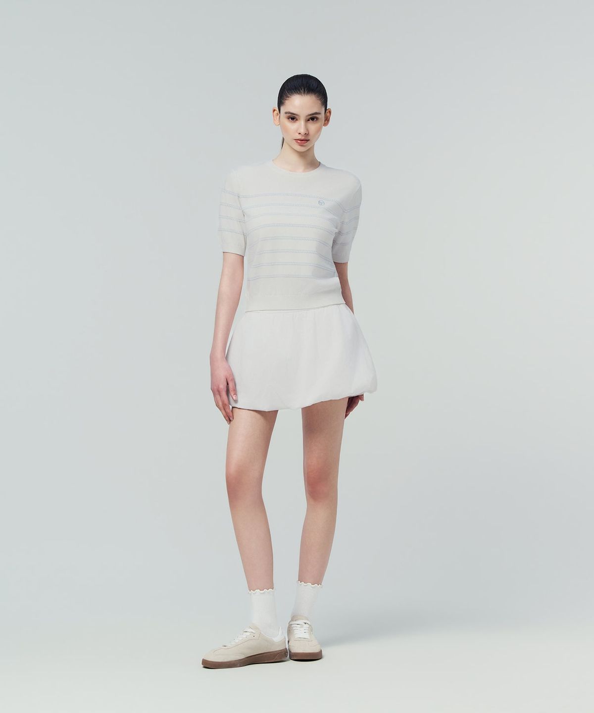 세르지오 타키니(SERGIO TACCHINI) W FRESCA KNIT 스트라이프 반팔 (White)