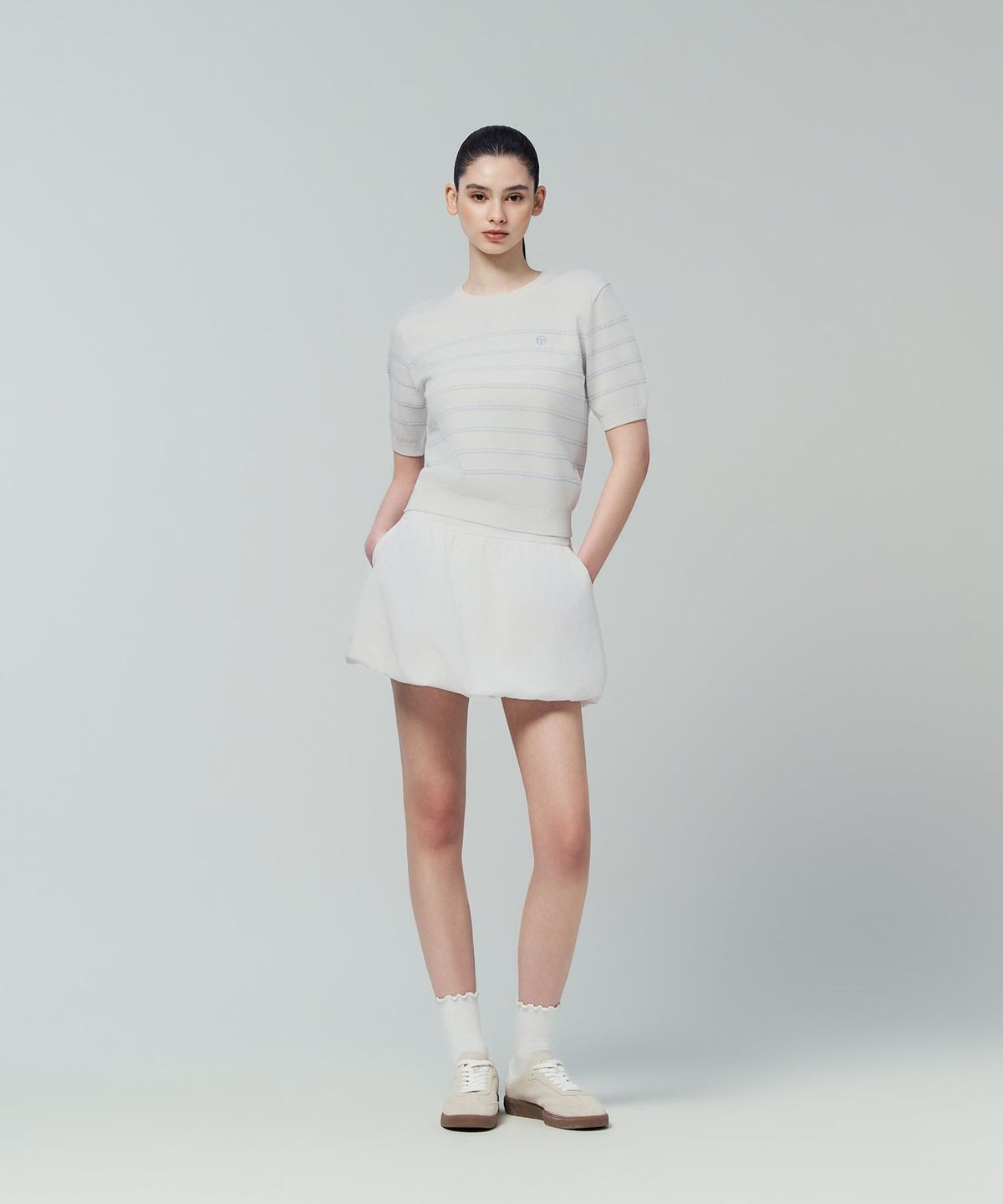 세르지오 타키니(SERGIO TACCHINI) W FRESCA KNIT 스트라이프 반팔 (White)