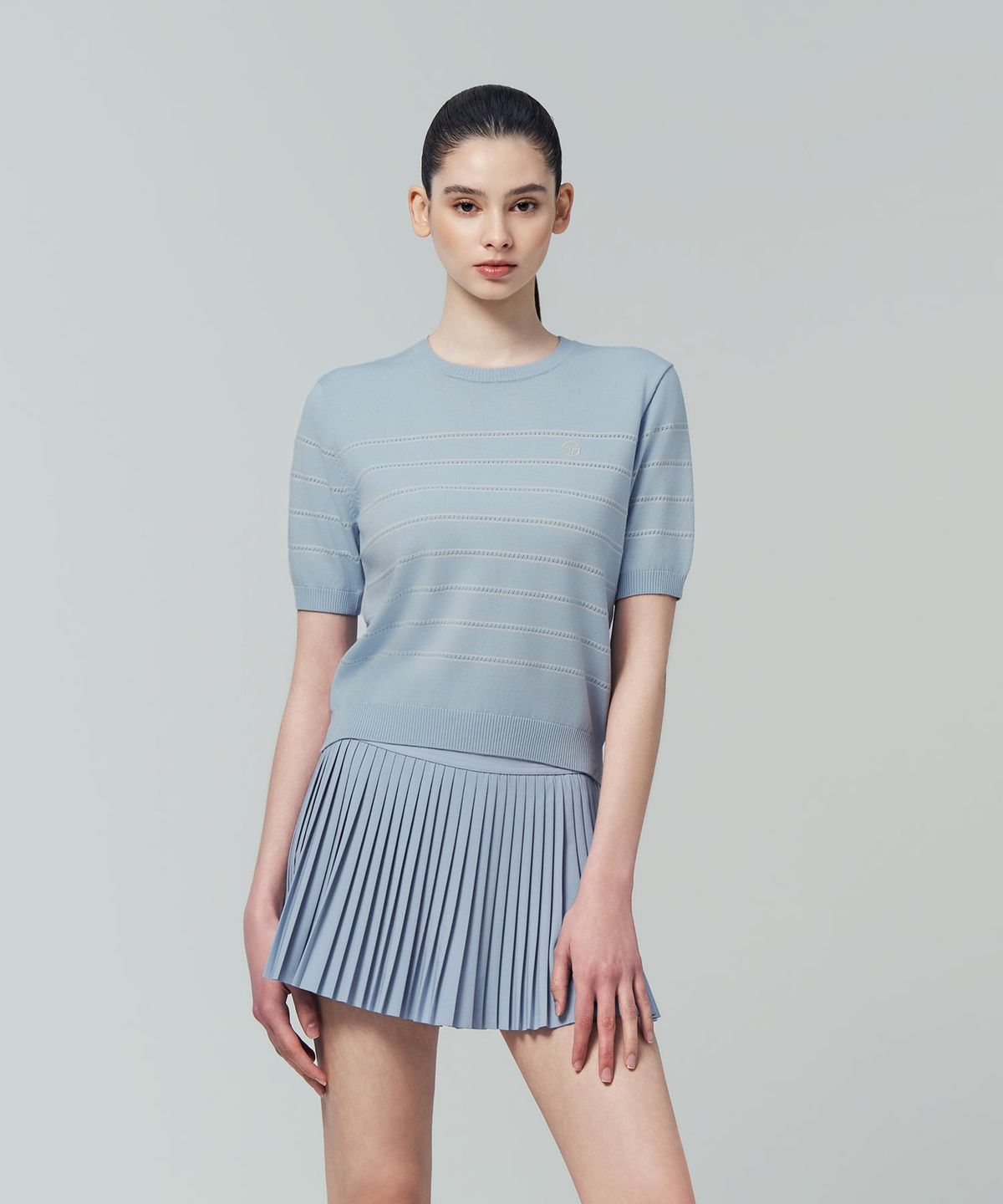 세르지오 타키니(SERGIO TACCHINI) W FRESCA KNIT 스트라이프 반팔 (L.Indigo)
