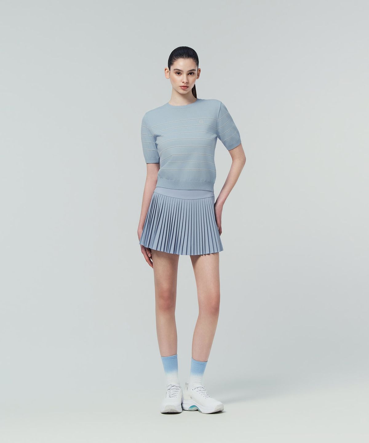 세르지오 타키니(SERGIO TACCHINI) W FRESCA KNIT 스트라이프 반팔 (L.Indigo)