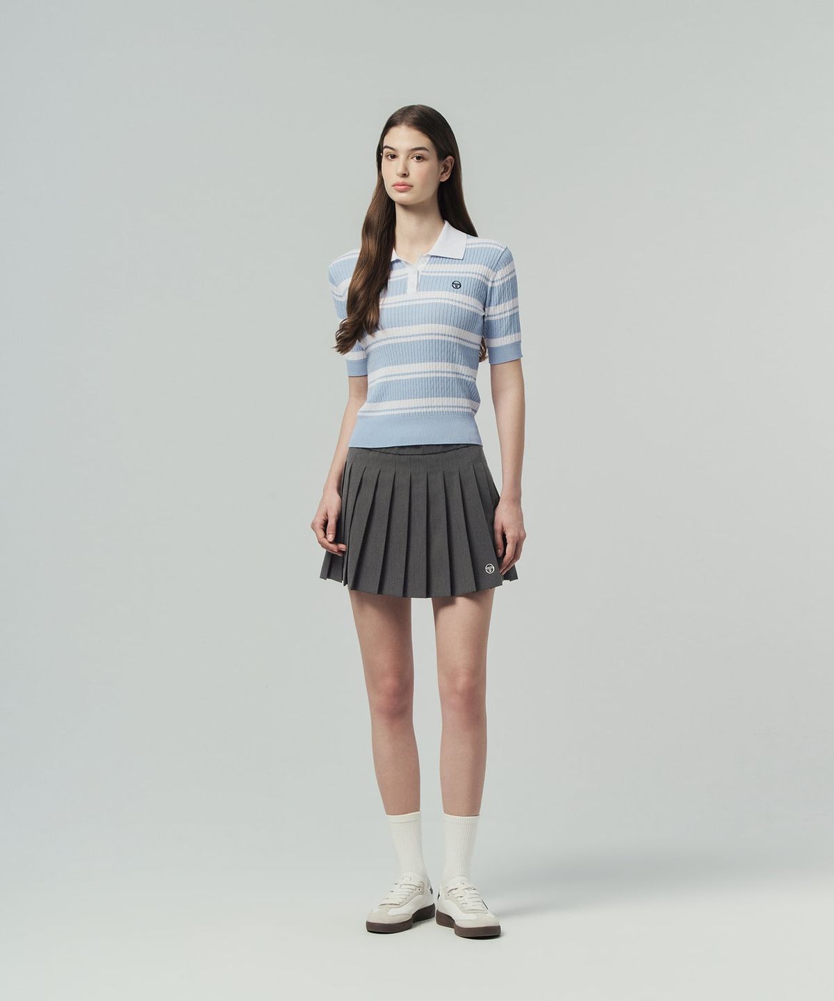 세르지오 타키니(SERGIO TACCHINI) W FRESCA KNIT 케이블 반팔 폴로 (L.Indigo)