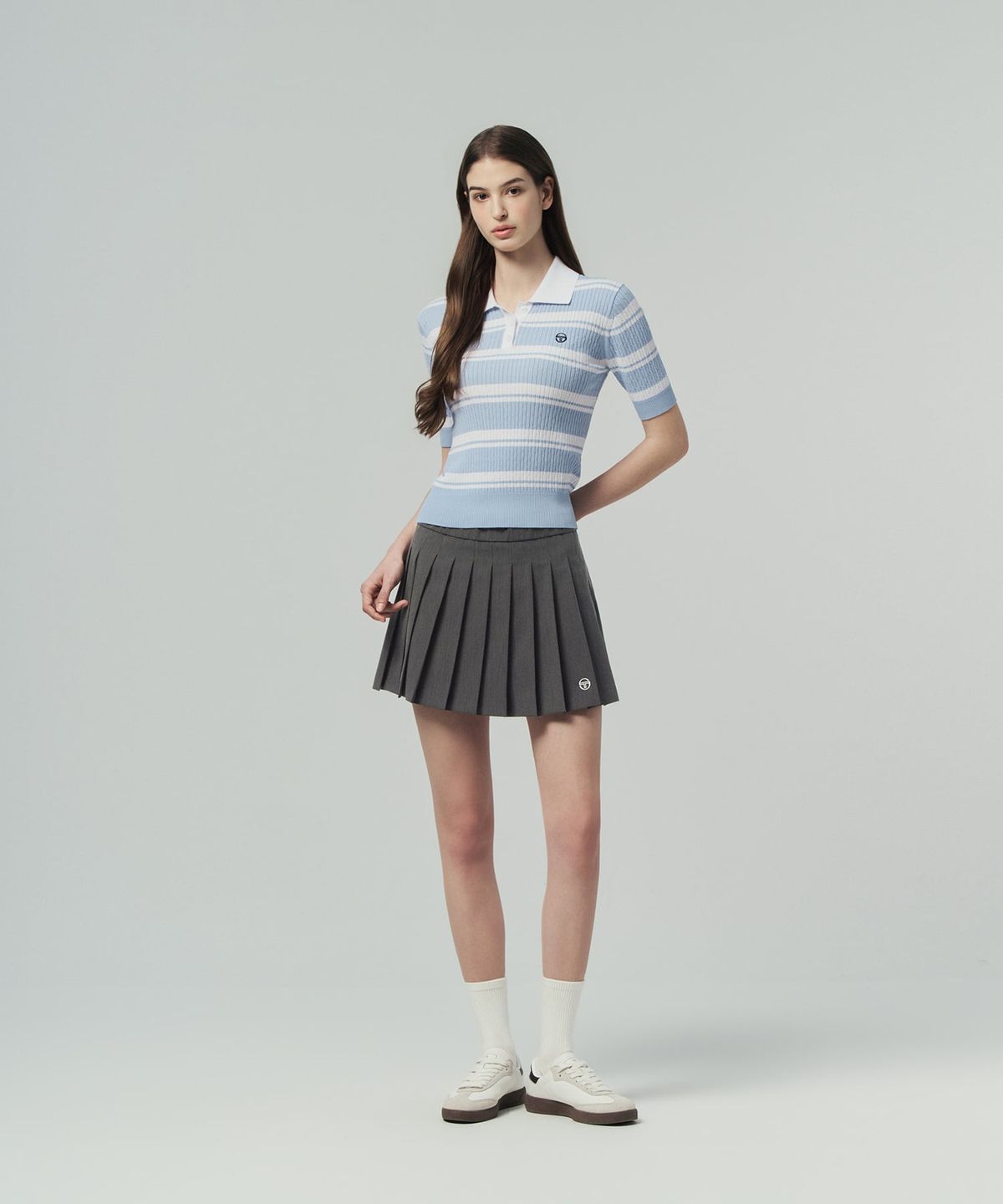 세르지오 타키니(SERGIO TACCHINI) W FRESCA KNIT 케이블 반팔 폴로 (L.Indigo)