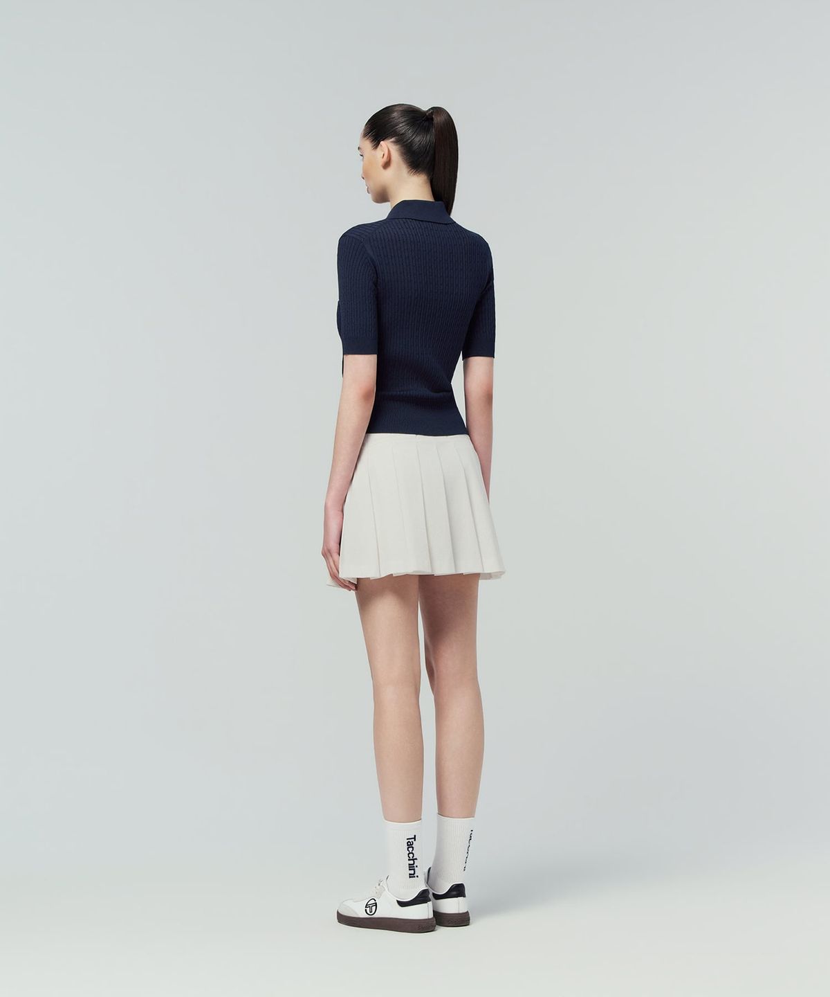 세르지오 타키니(SERGIO TACCHINI) W FRESCA KNIT 케이블 반팔 폴로 (Navy)