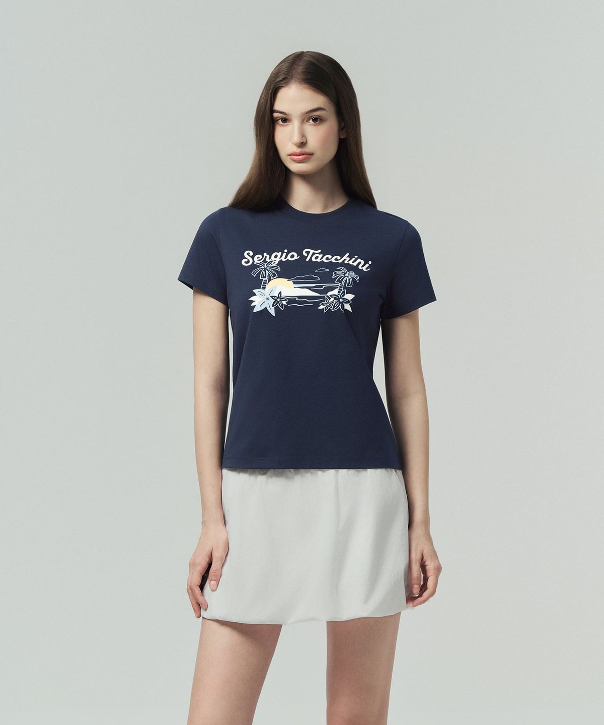세르지오 타키니(SERGIO TACCHINI) W 쿨매치 그래픽 반팔 티셔츠 (Navy)