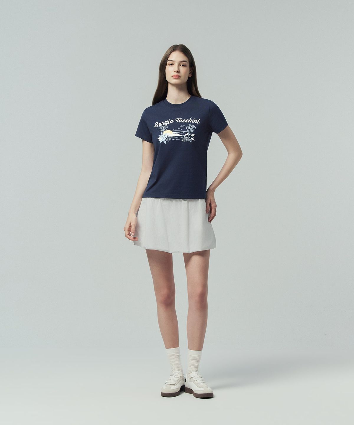세르지오 타키니(SERGIO TACCHINI) W 쿨매치 그래픽 반팔 티셔츠 (Navy)
