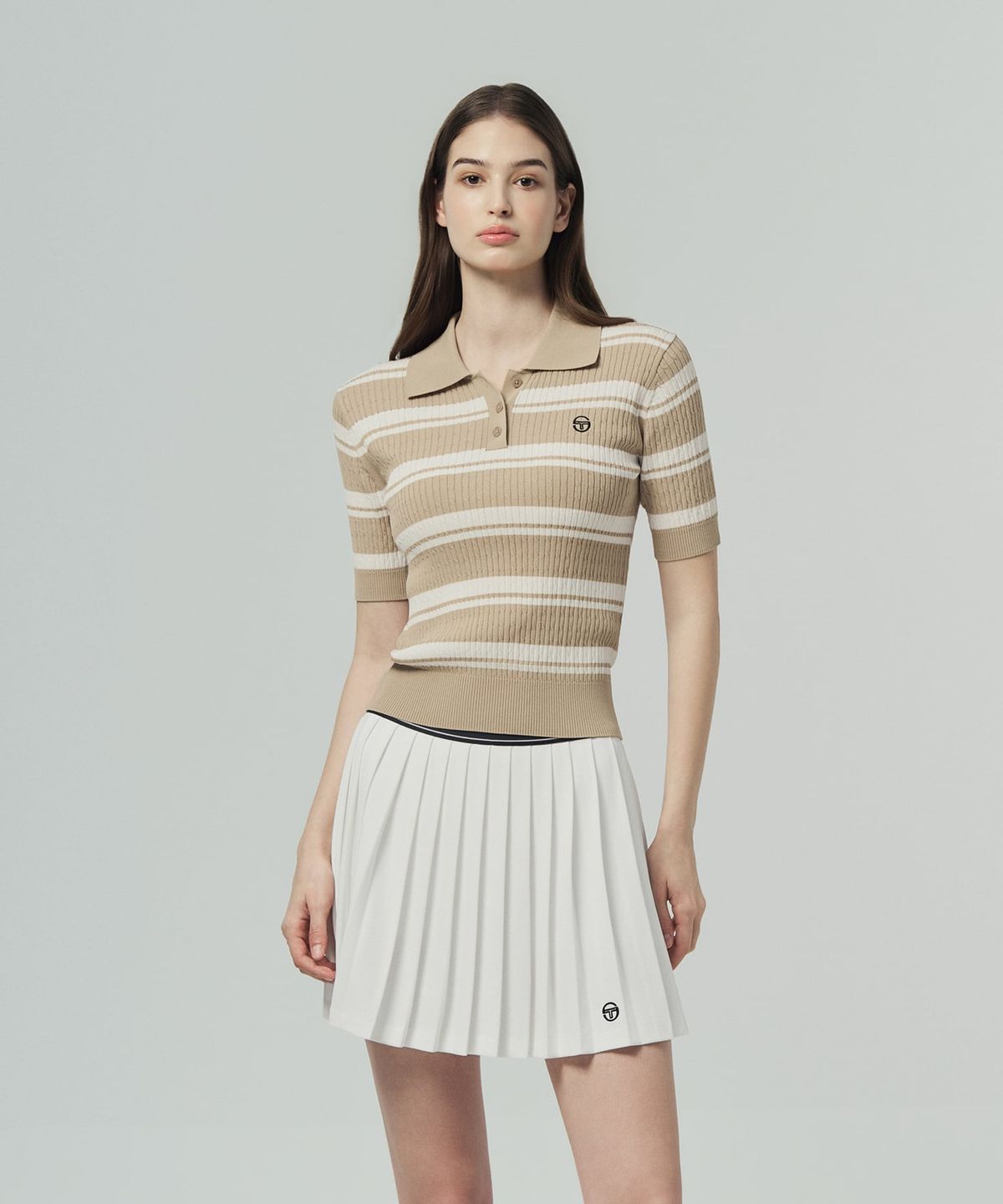 세르지오 타키니(SERGIO TACCHINI) W FRESCA KNIT 케이블 반팔 폴로 (D.Beige)