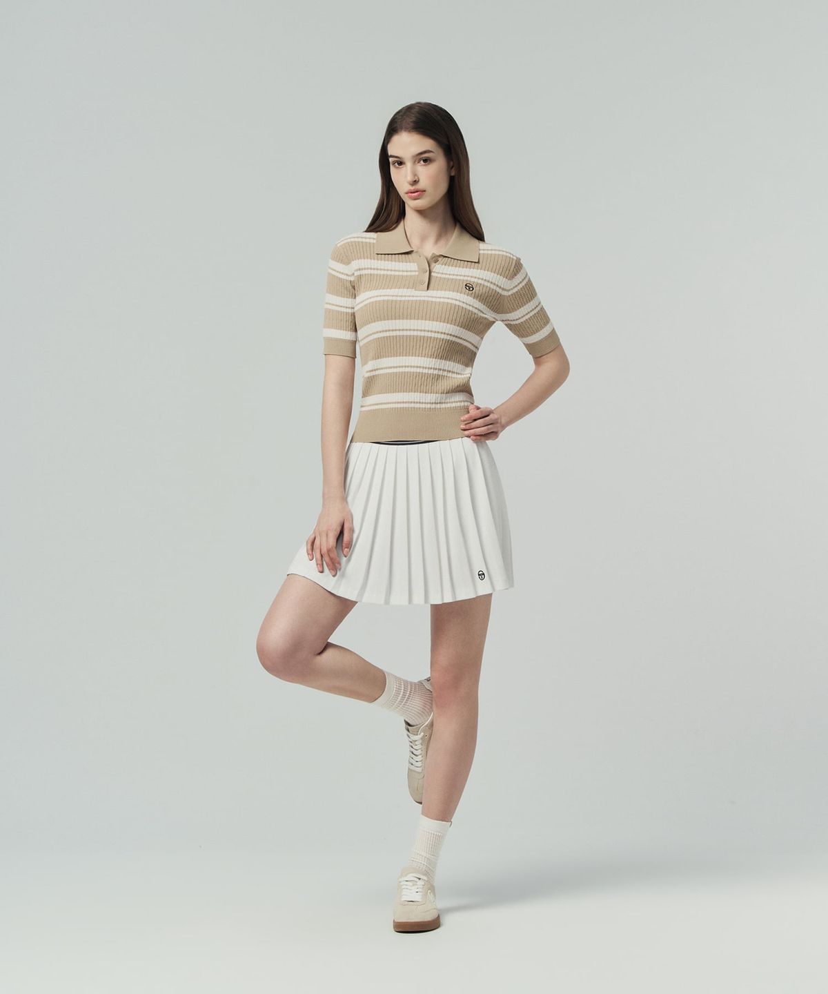 세르지오 타키니(SERGIO TACCHINI) W FRESCA KNIT 케이블 반팔 폴로 (D.Beige)