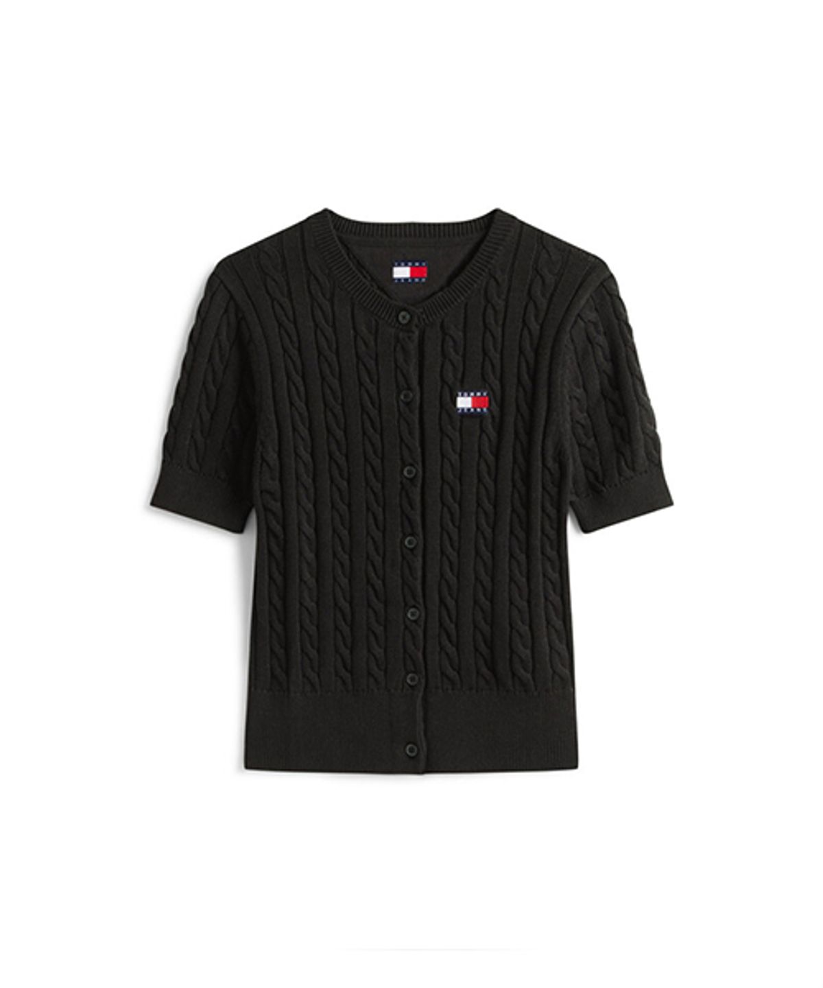 타미진스(TOMMY JEANS) 레귤러핏 케이블 반팔 가디건 (T32G1KCD05TWT2BDS)