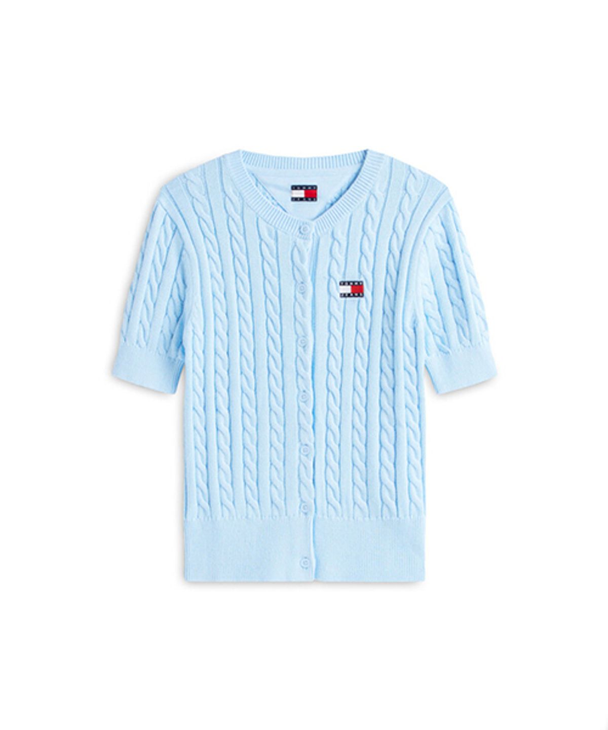 타미진스(TOMMY JEANS) 레귤러핏 케이블 반팔 가디건 (T32G1KCD05TWT2C1T)