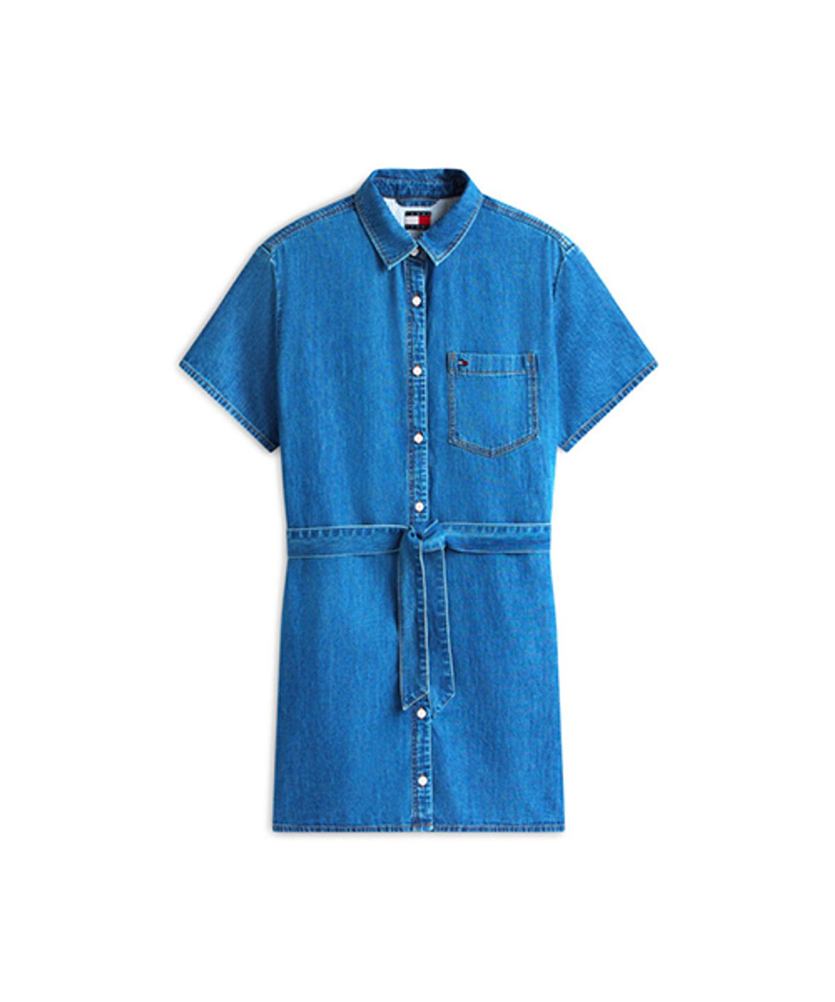 타미진스(TOMMY JEANS) 샴브레이 셔츠 미니 원피스 (T32G1NOP13TWT21A5)