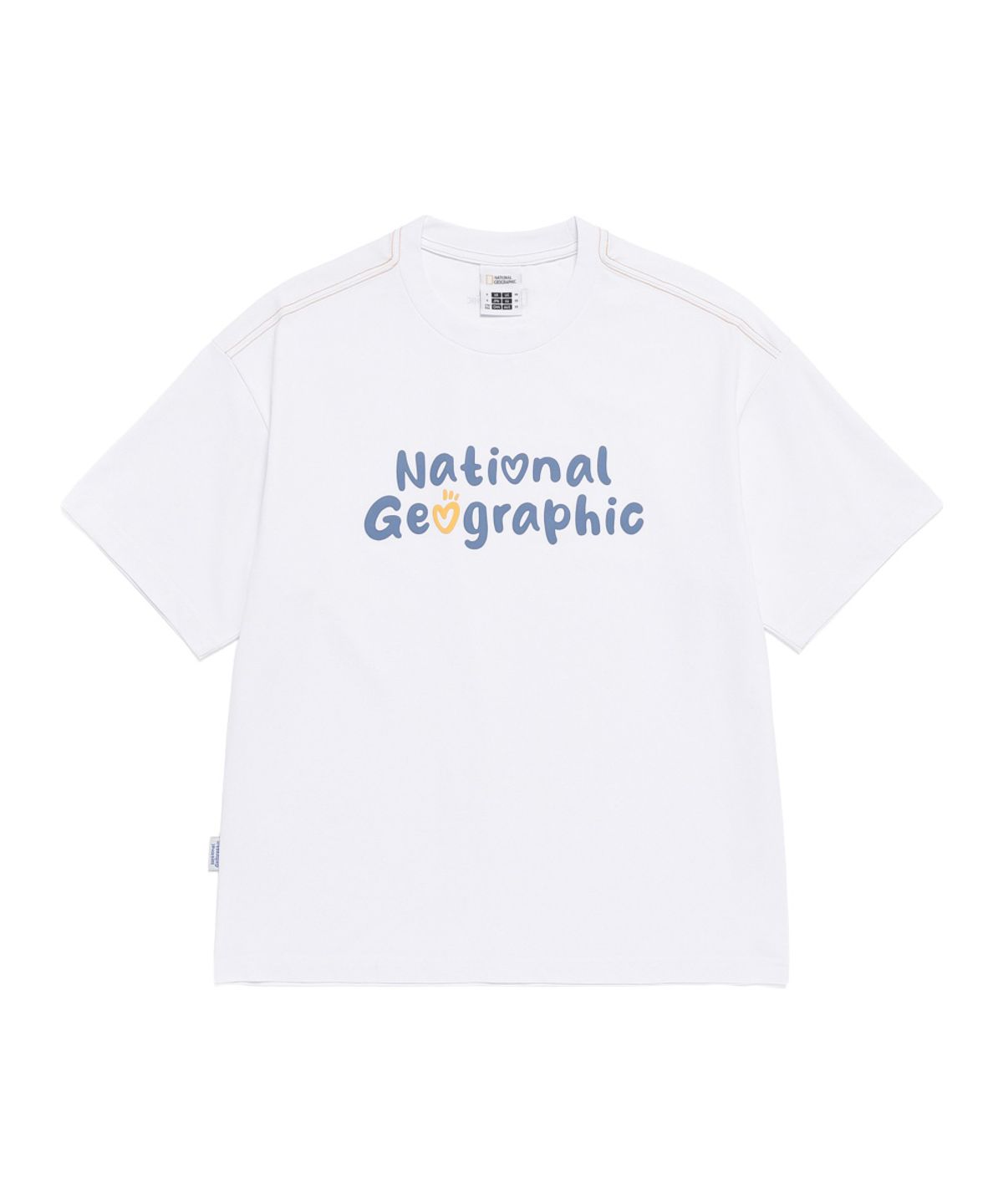 내셔널지오그래픽(NATIONALGEOGRAPHIC) N262UTS902 소로나 쿨 하트로고 세미오버핏 반팔 티셔츠 WHITE