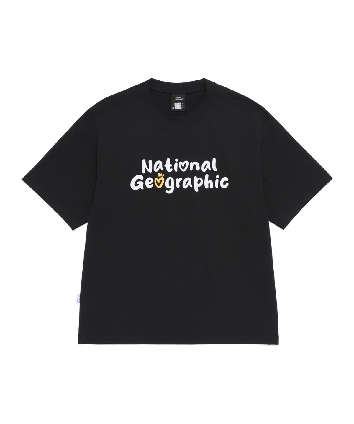 내셔널지오그래픽(NATIONALGEOGRAPHIC) N262UTS902 소로나 쿨 하트로고 세미오버핏 반팔 티셔츠 BLACK