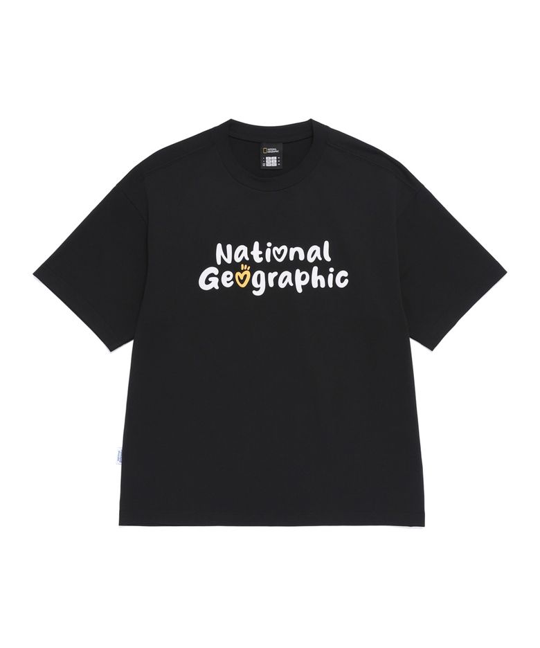 N262UTS902 소로나 쿨 하트로고 세미오버핏 반팔 티셔츠 BLACK