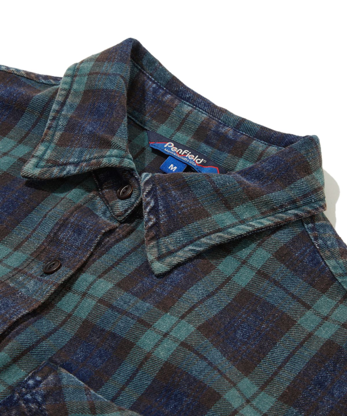 펜필드(PENFIELD) 체크 셔츠 원피스 그린_FS2WS82F