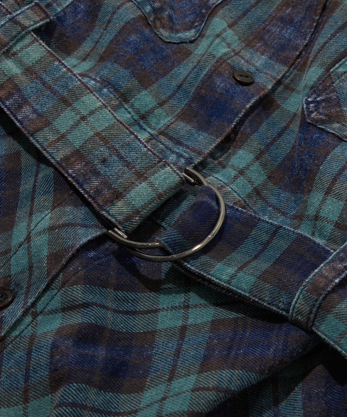 펜필드(PENFIELD) 체크 셔츠 원피스 그린_FS2WS82F