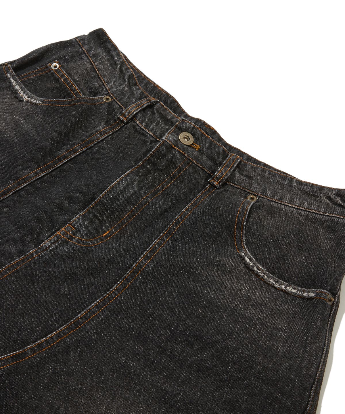 펜필드(PENFIELD) 데님 틴 워시드 더블니 버뮤다 팬츠 블랙_FS2WP13U