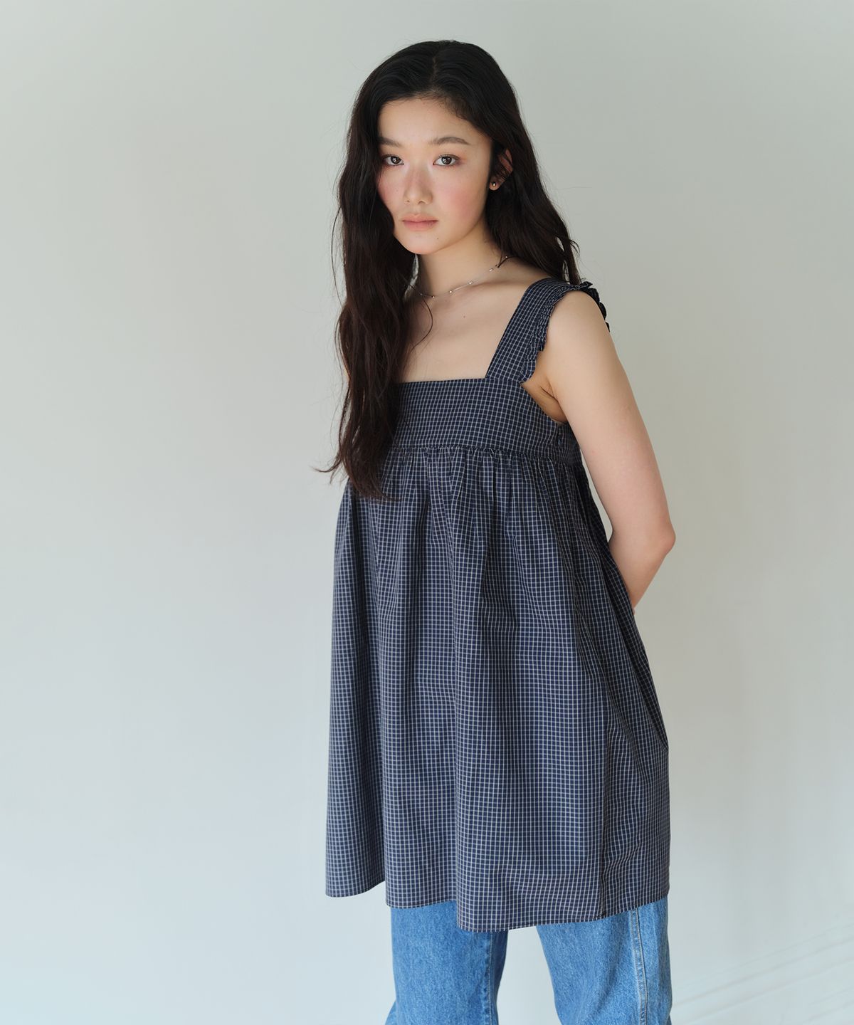홈바디띵즈(HOMEBODY THINGS) Shirring Check OPS (NAVY)