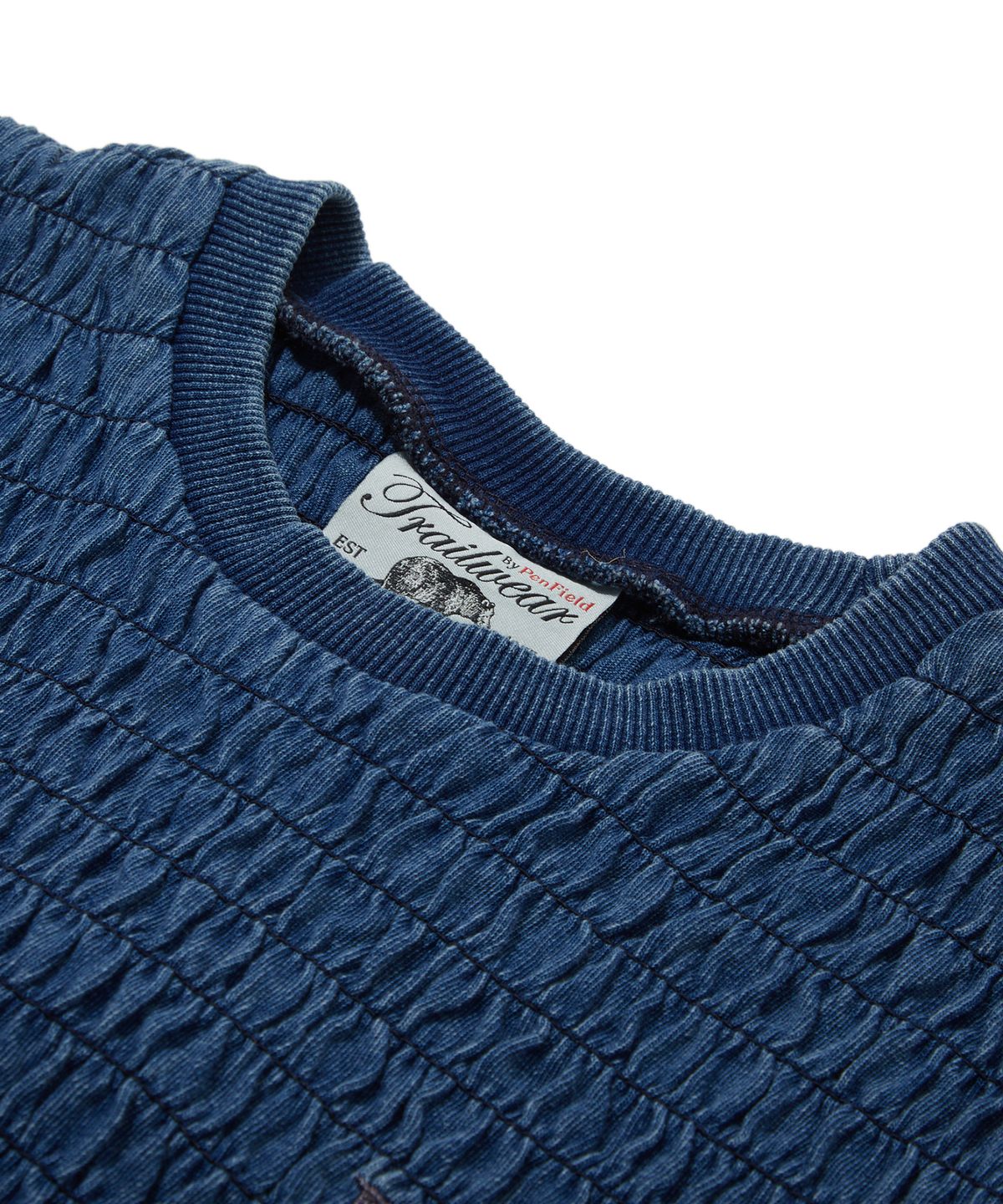 펜필드(PENFIELD) 인디고 러플 스모킹 반팔 티셔츠 라이트 인디고_FS2KT26F