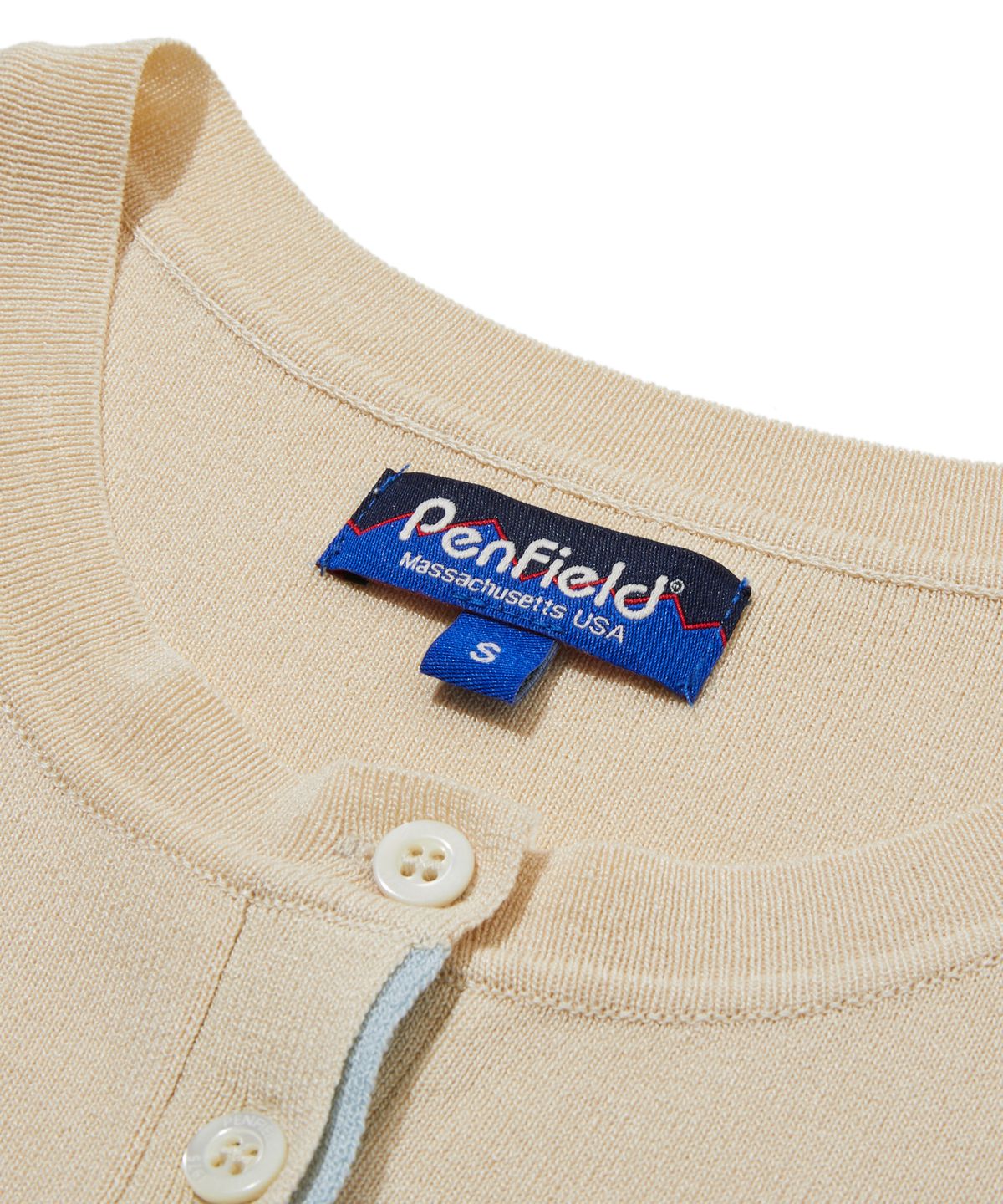 펜필드(PENFIELD) 니트 배색 포인트 슬림 슬리브리스 아이보리_FS2NE60F