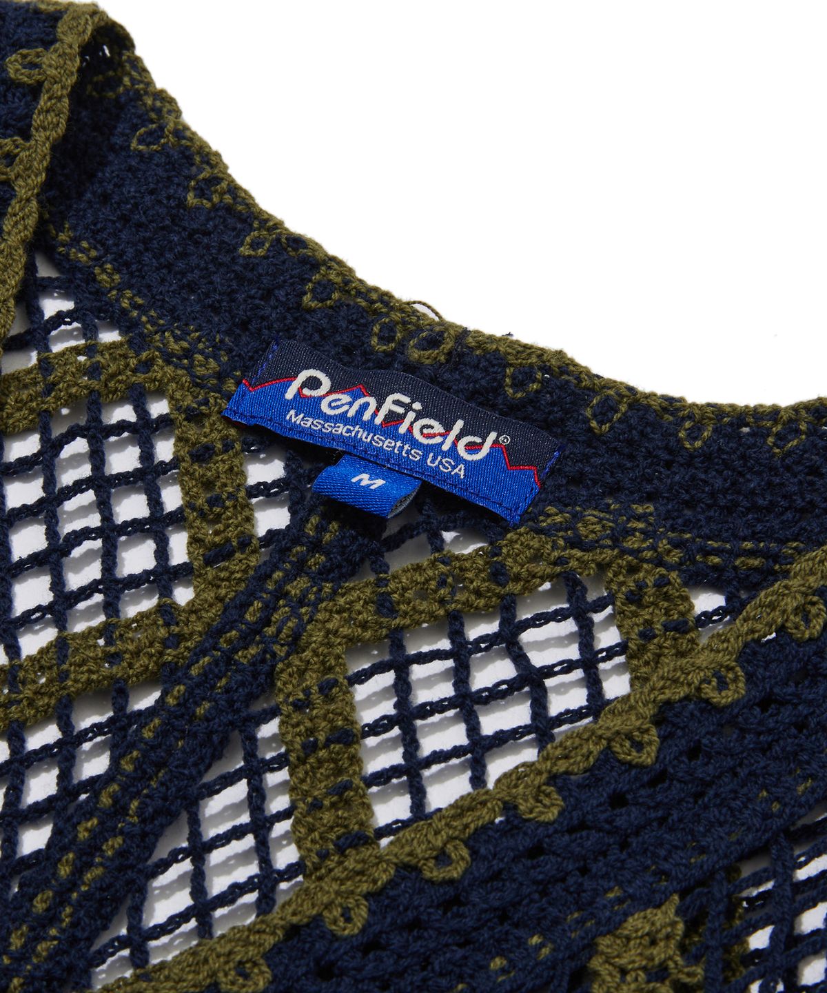 펜필드(PENFIELD) 웨스턴 배색 포인트 니트 베스트 가디건 네이비_FS2NE66F