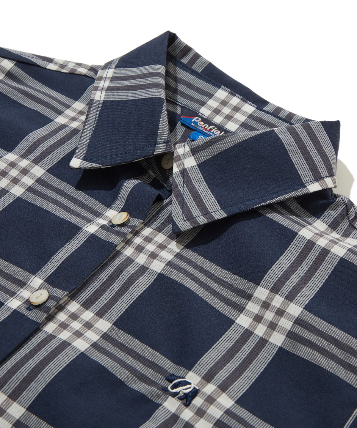 펜필드(PENFIELD) 리본 크롭 셔츠 네이비_FS2WR93F