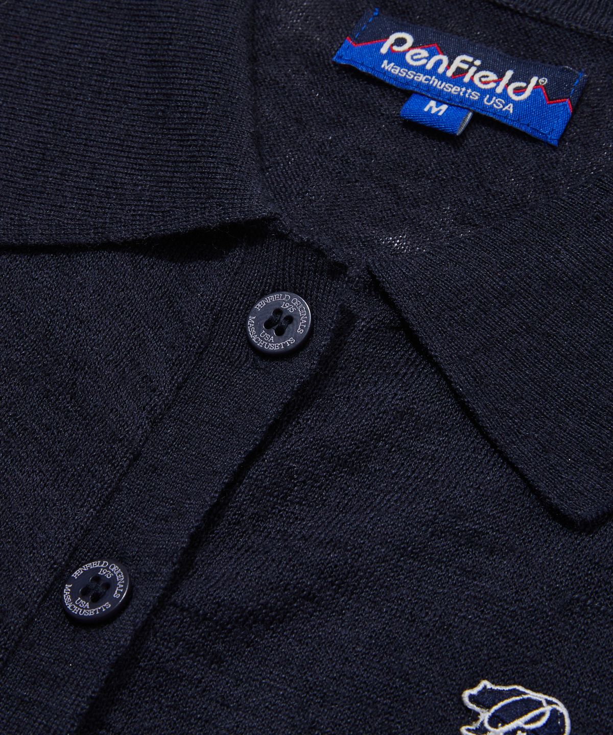 펜필드(PENFIELD) 우먼즈 스모킹 니트 반팔 셔츠 다크네이비_FS2NJ02F