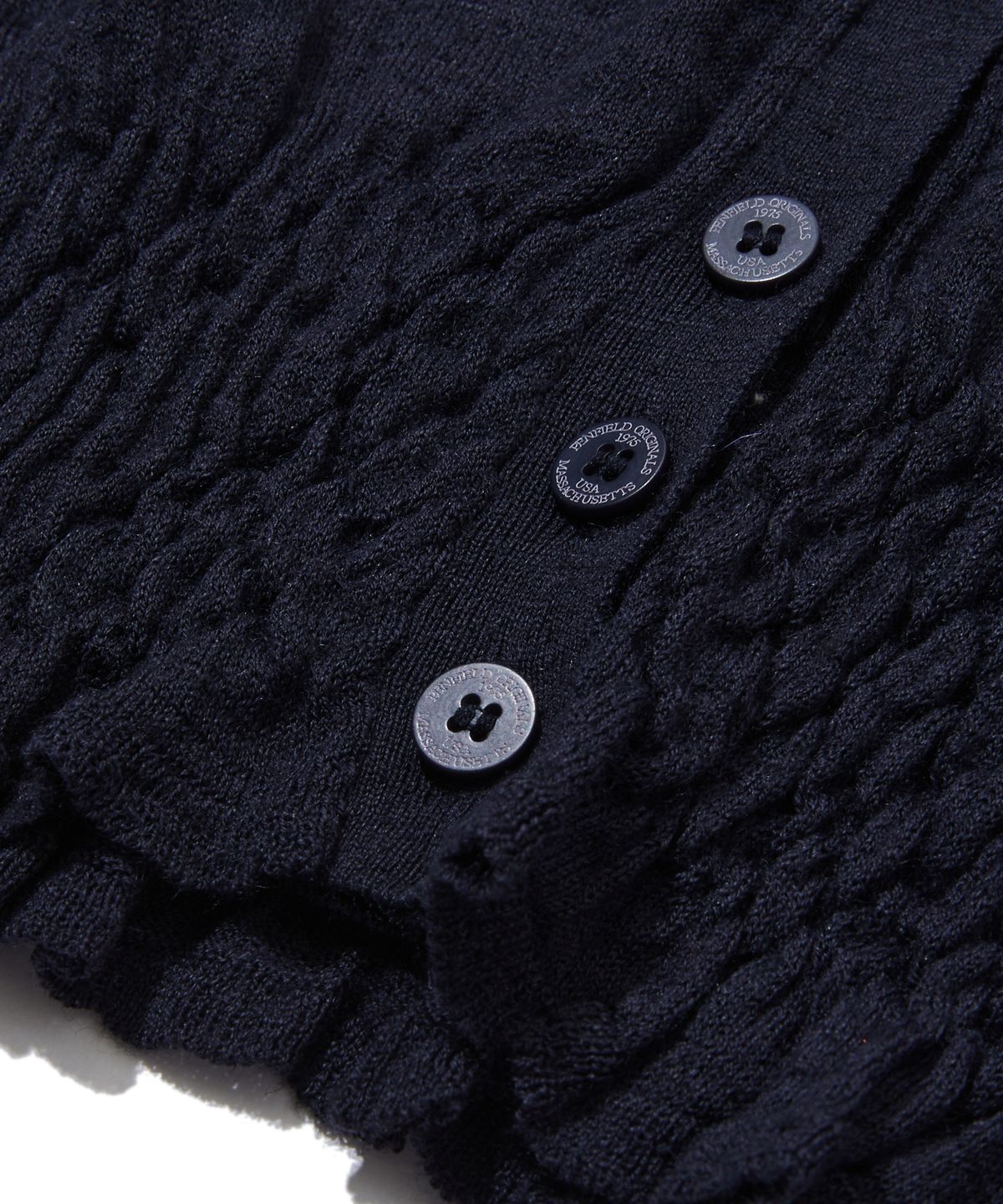 펜필드(PENFIELD) 우먼즈 스모킹 니트 반팔 셔츠 다크네이비_FS2NJ02F