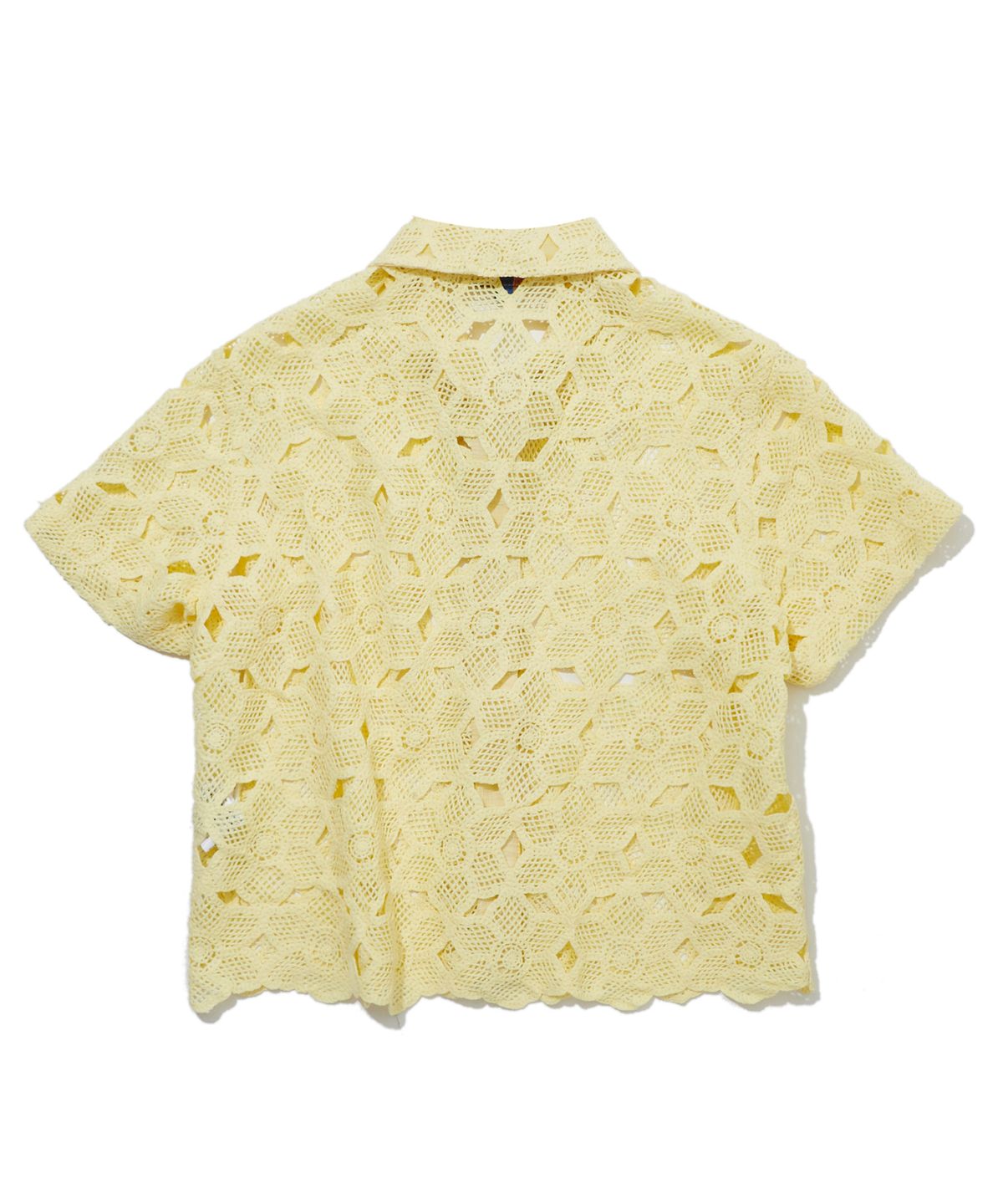 펜필드(PENFIELD) 플라워 패턴 크로셰 반팔 셔츠 레몬_FS2CT22F