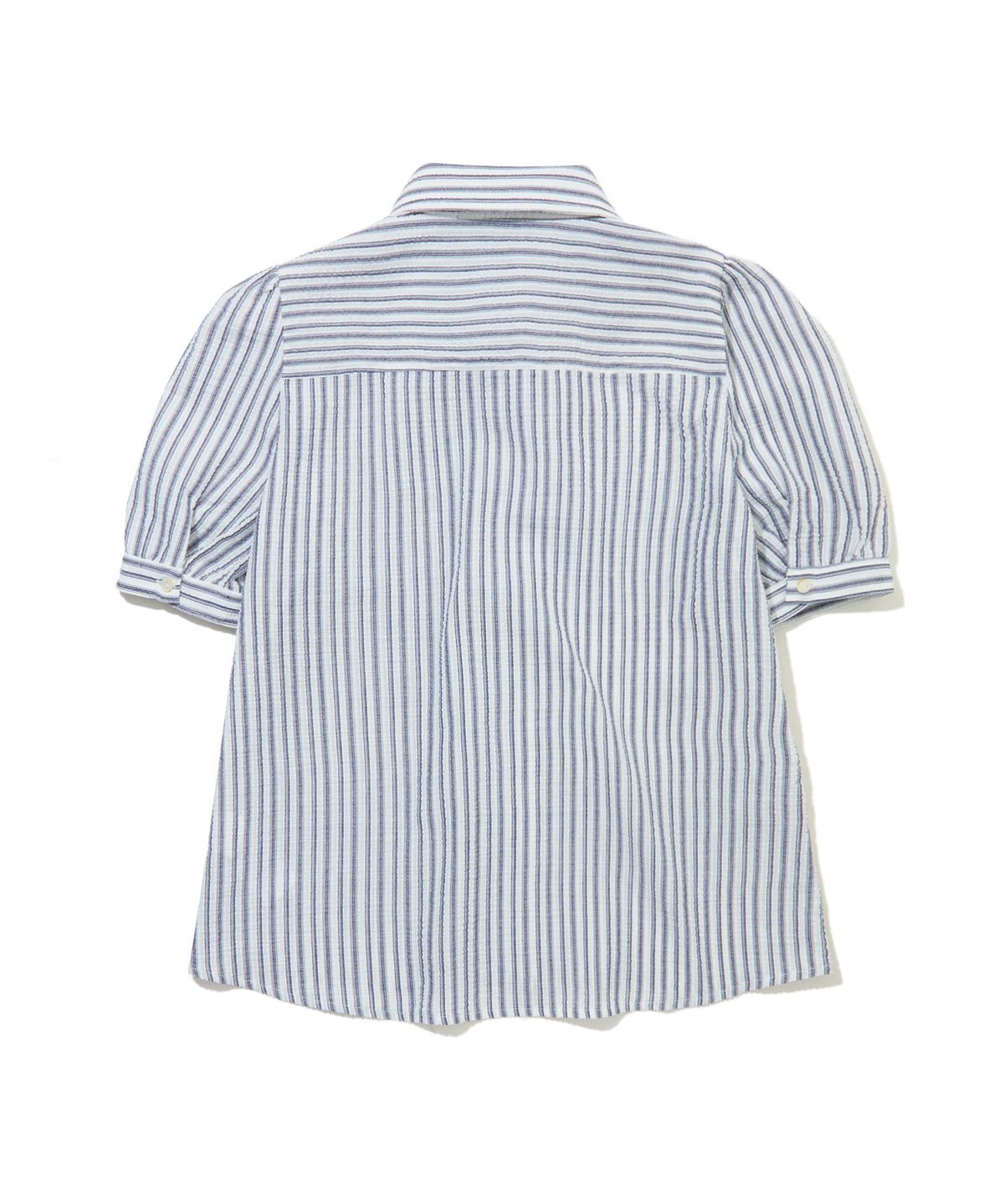 펜필드(PENFIELD) 자수 펀칭 스트라이프 퍼프셔츠 네이비_FS2WR28F