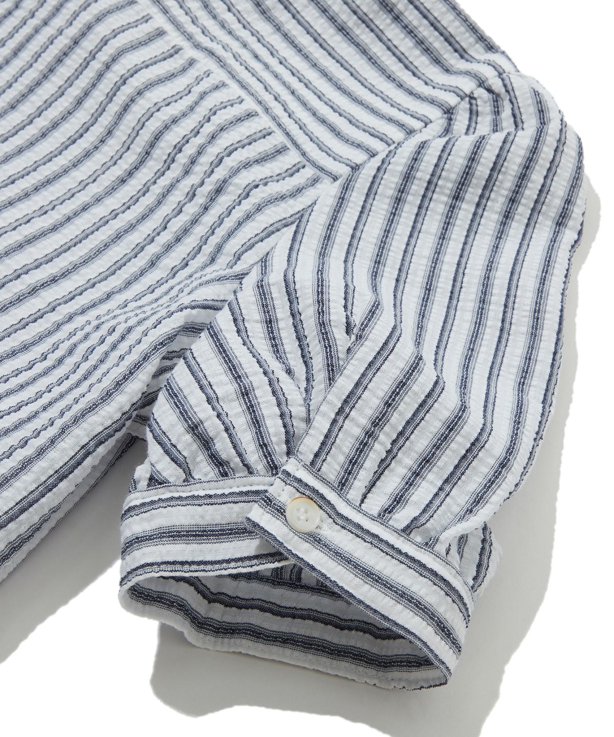 펜필드(PENFIELD) 자수 펀칭 스트라이프 퍼프셔츠 네이비_FS2WR28F