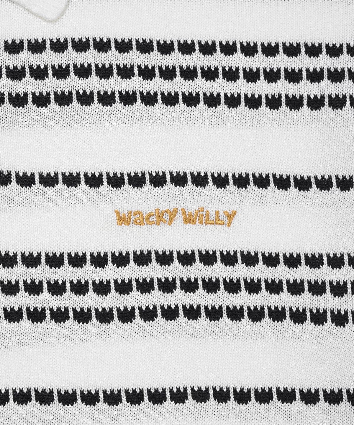 와키윌리(WACKY WILLY) 기본 로고 스트라이프 카라 스웨터 크림