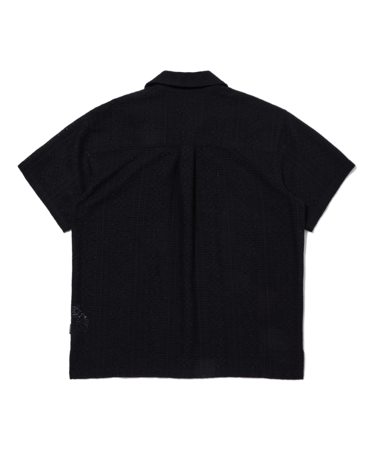 펜필드(PENFIELD) 크로셰 오픈카라 반팔 셔츠 블랙_FS2WR13U