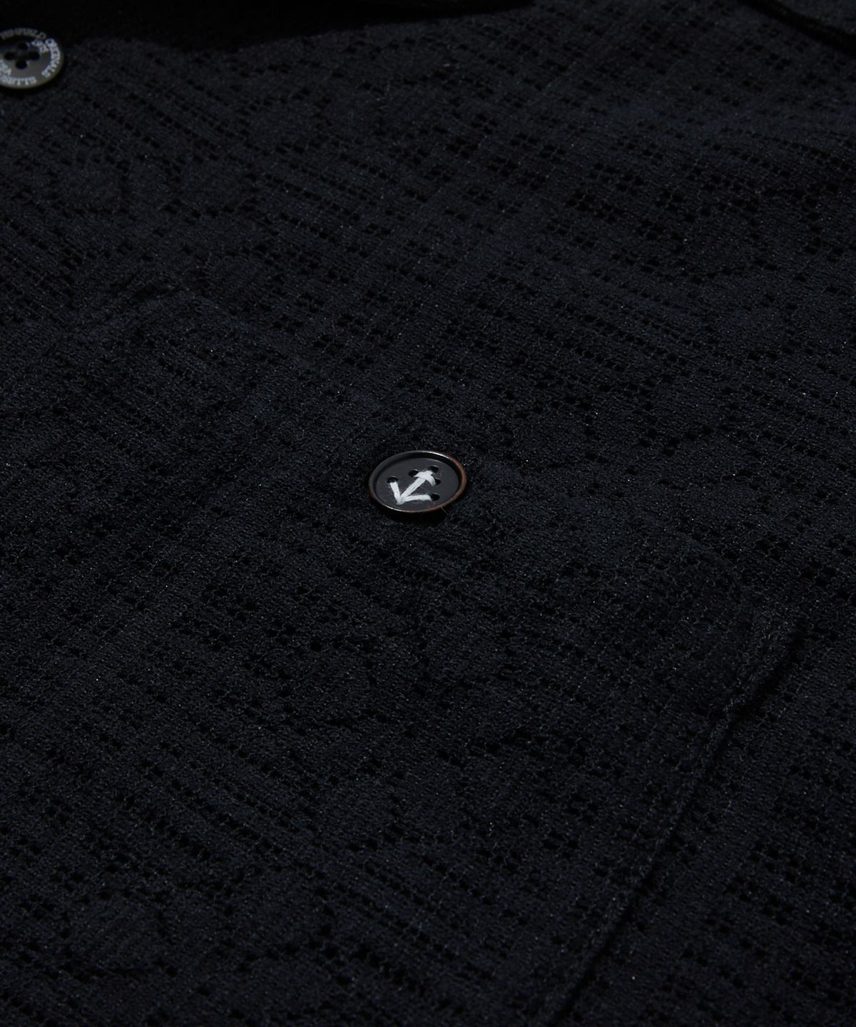 펜필드(PENFIELD) 크로셰 오픈카라 반팔 셔츠 블랙_FS2WR13U