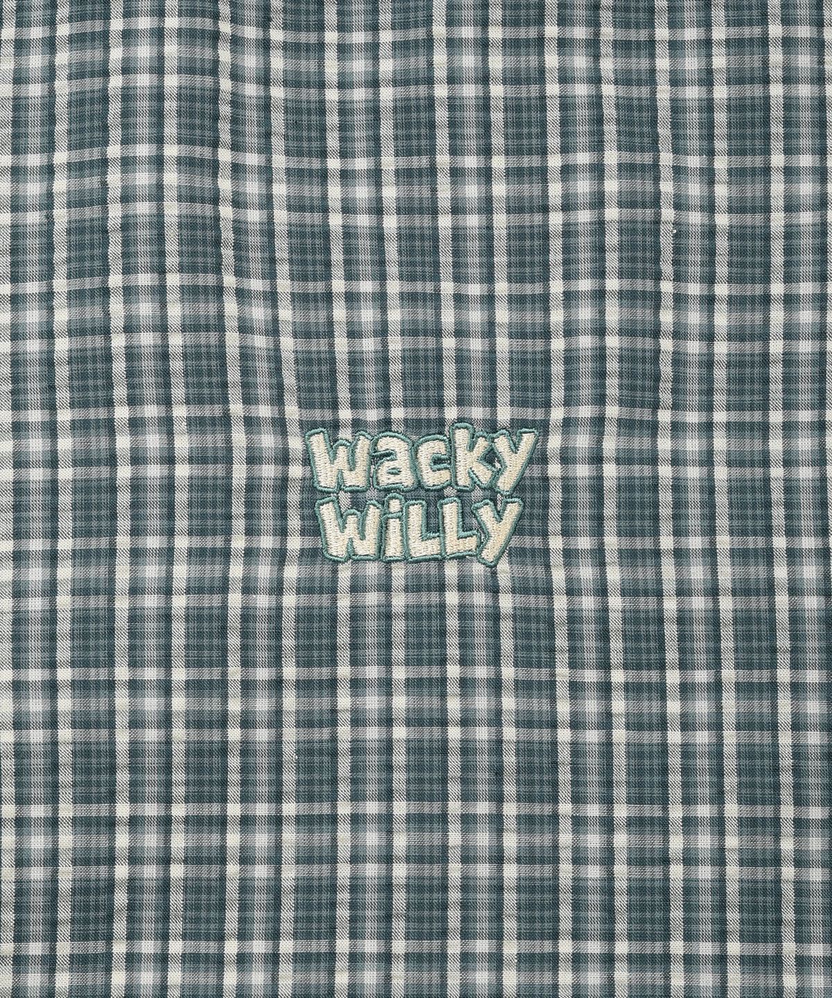 와키윌리(WACKY WILLY) 깅엄체크 반팔셔츠 그린