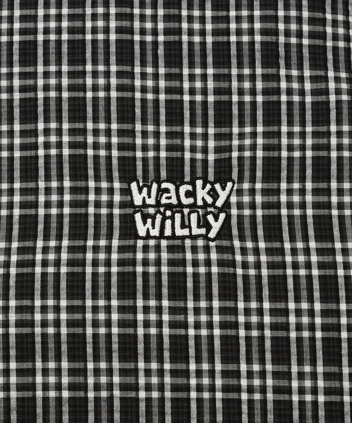 와키윌리(WACKY WILLY) 깅엄체크 반팔셔츠 블랙