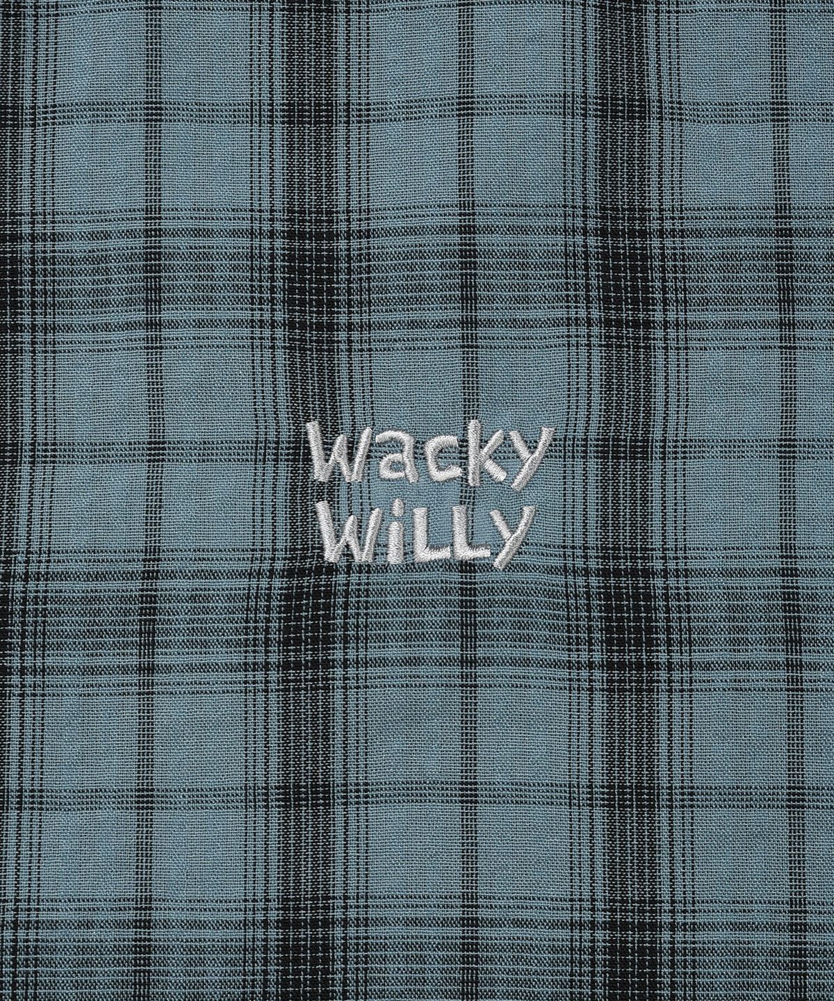 와키윌리(WACKY WILLY) 시어커서 체크 반팔셔츠 블루