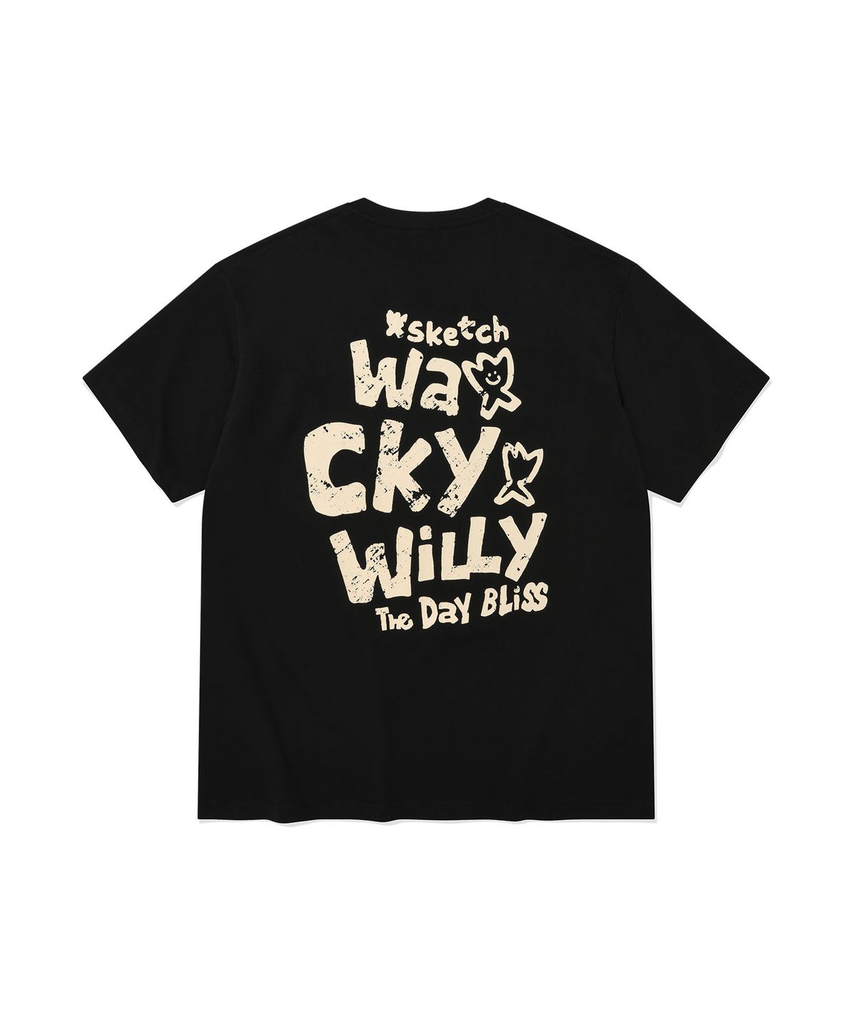 와키윌리(WACKY WILLY) 슬로건 타이포 반팔티셔츠 블랙