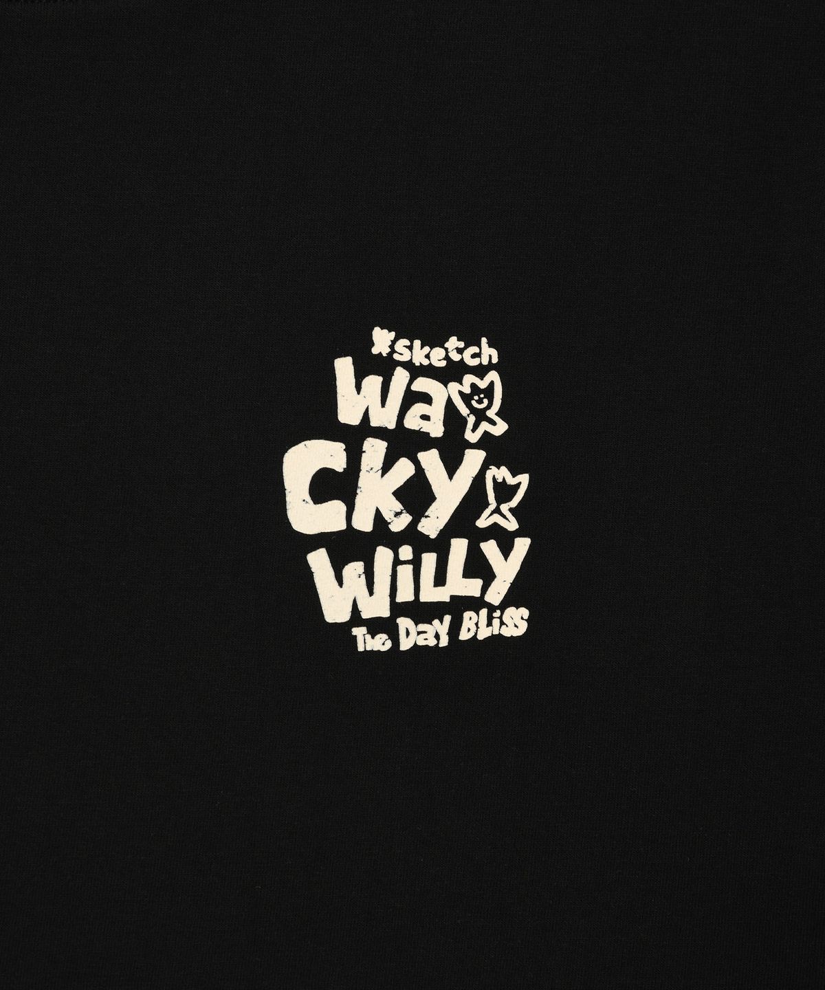 와키윌리(WACKY WILLY) 슬로건 타이포 반팔티셔츠 블랙