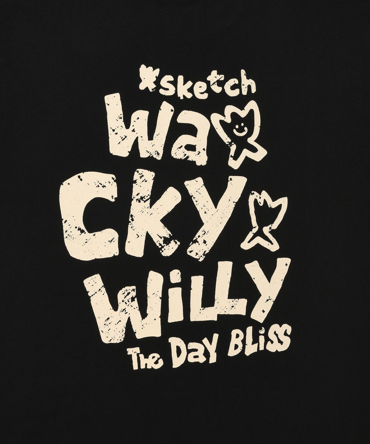 와키윌리(WACKY WILLY) 슬로건 타이포 반팔티셔츠 블랙