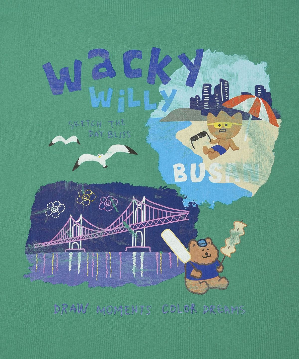 와키윌리(WACKY WILLY) 키키 트레블 시리즈 부산 티셔츠 그린