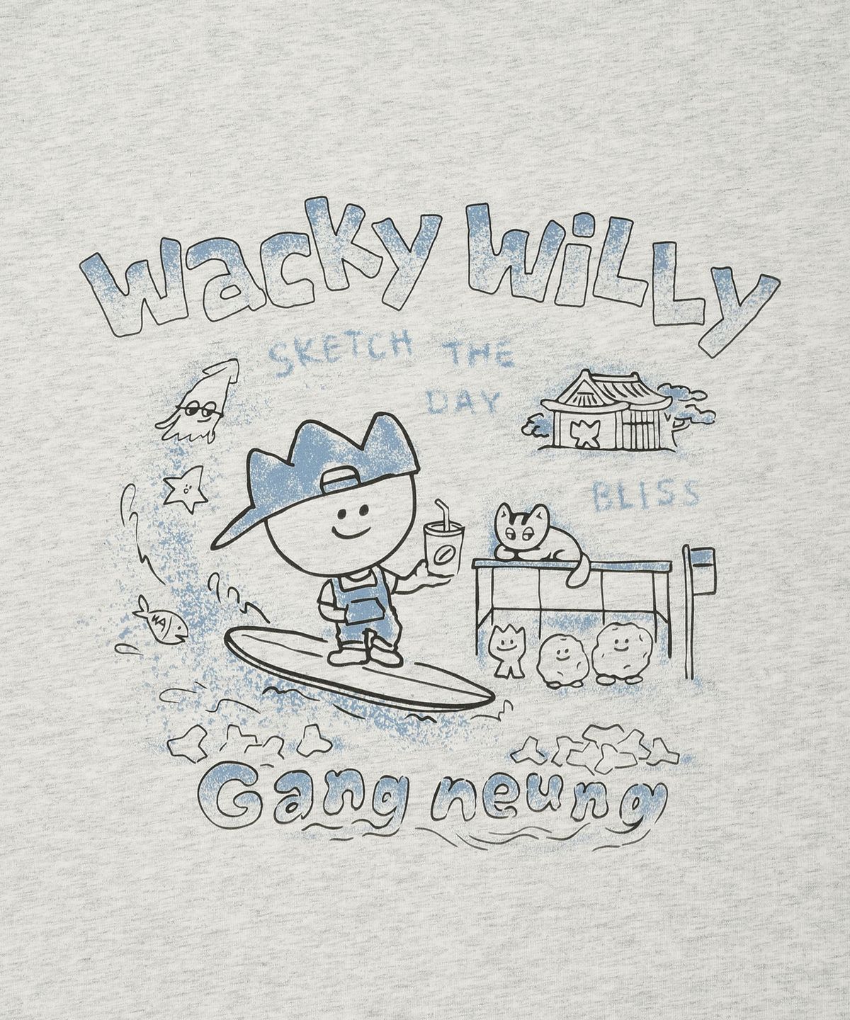 와키윌리(WACKY WILLY) 키키 트레블 시리즈 강릉 티셔츠 라이트 그레이