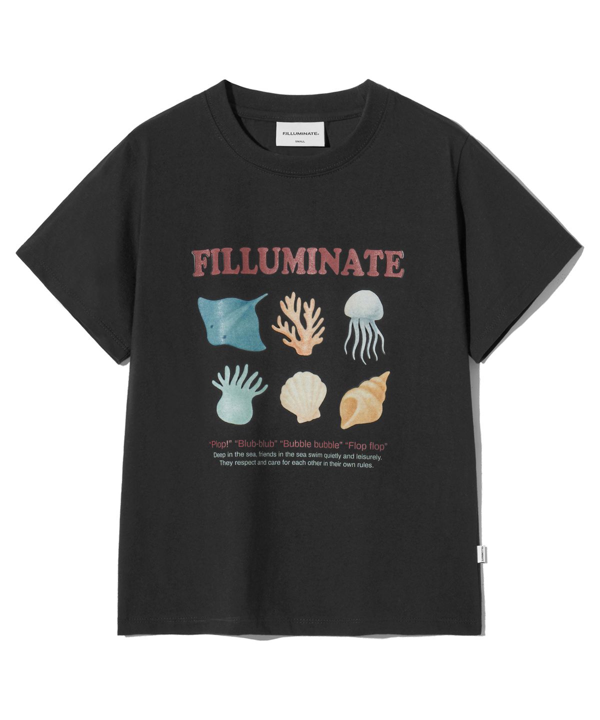 필루미네이트(FILLUMINATE) (W) 언더워터 DTP 그래픽 티셔츠-블랙