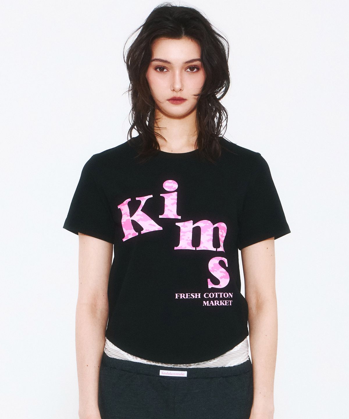 킴스 프레시 코튼 마켓(KIMS FRESH COTTON MARKET) 메시 알파 카모 티셔츠 블랙