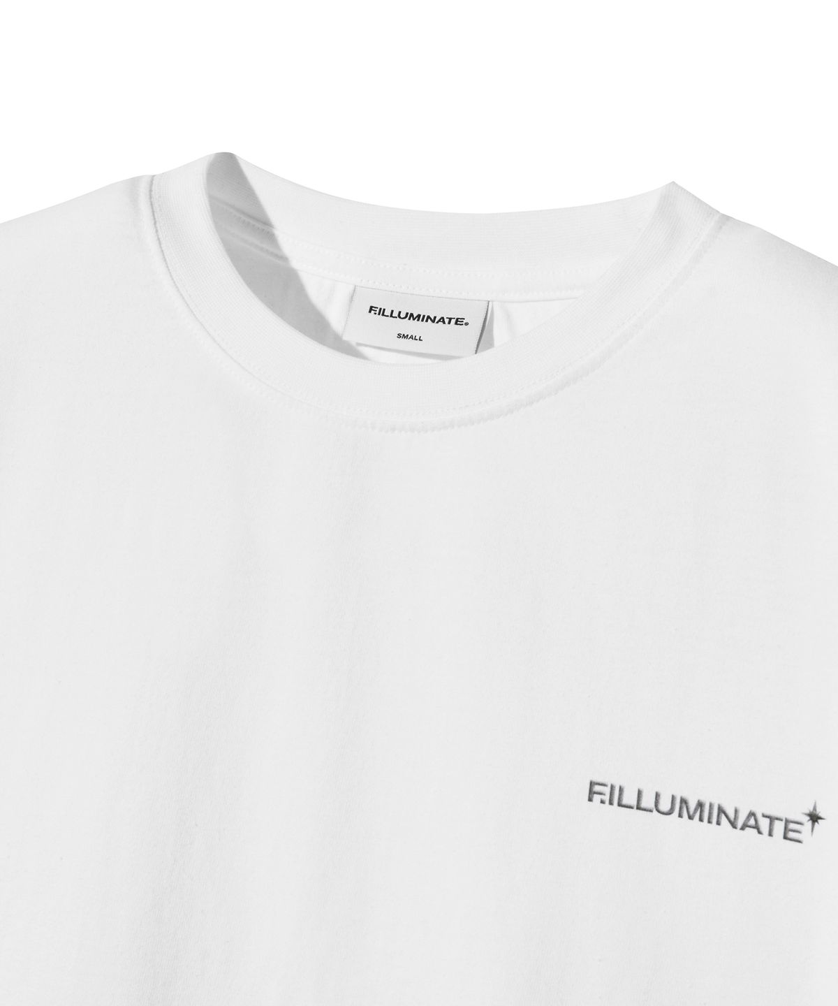 필루미네이트(FILLUMINATE) 쿨 코튼 스몰 어센틱 로고 티셔츠-화이트