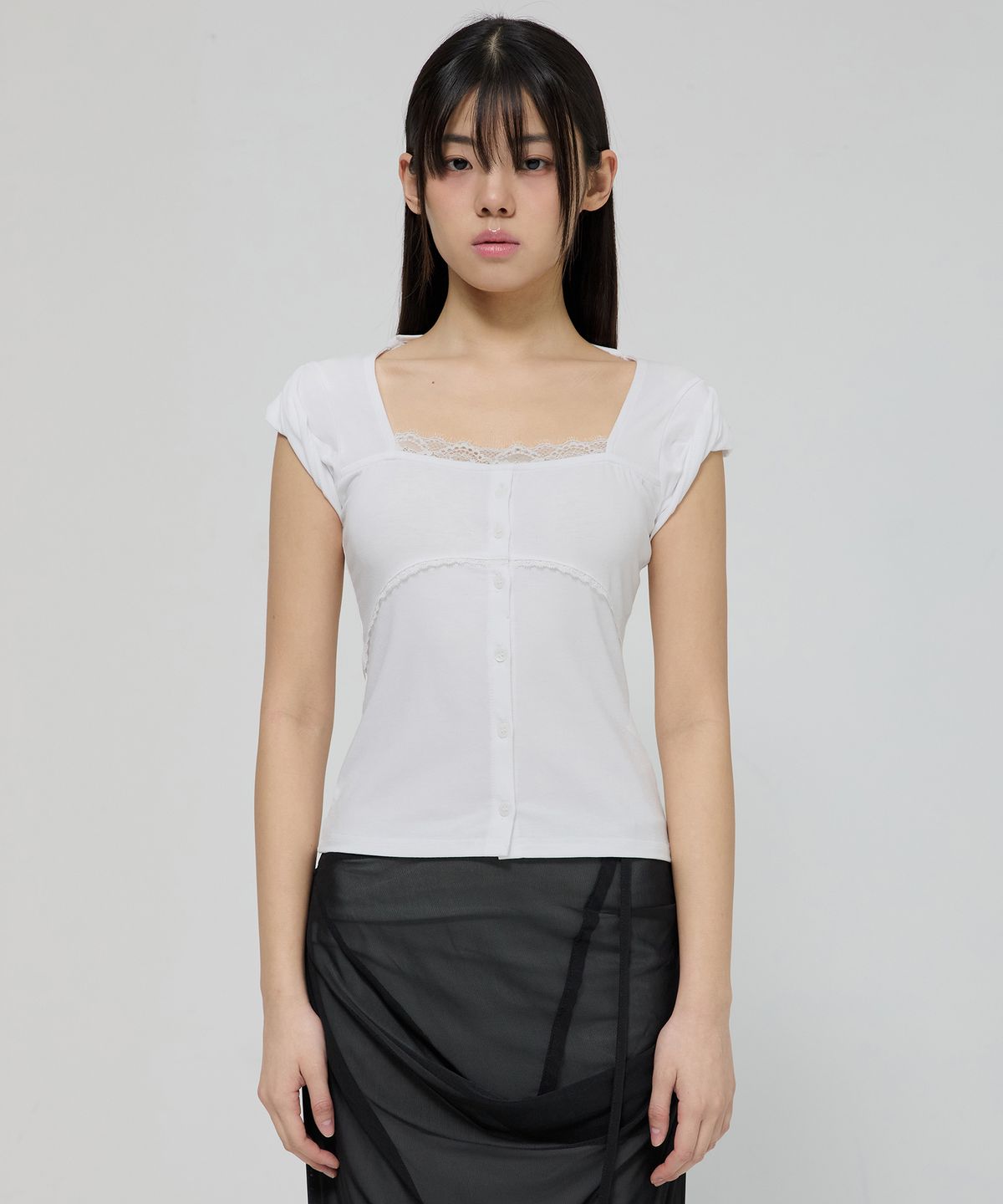 플레어업(FLAREUP) Lace Sleeve Top (FL-112_White)