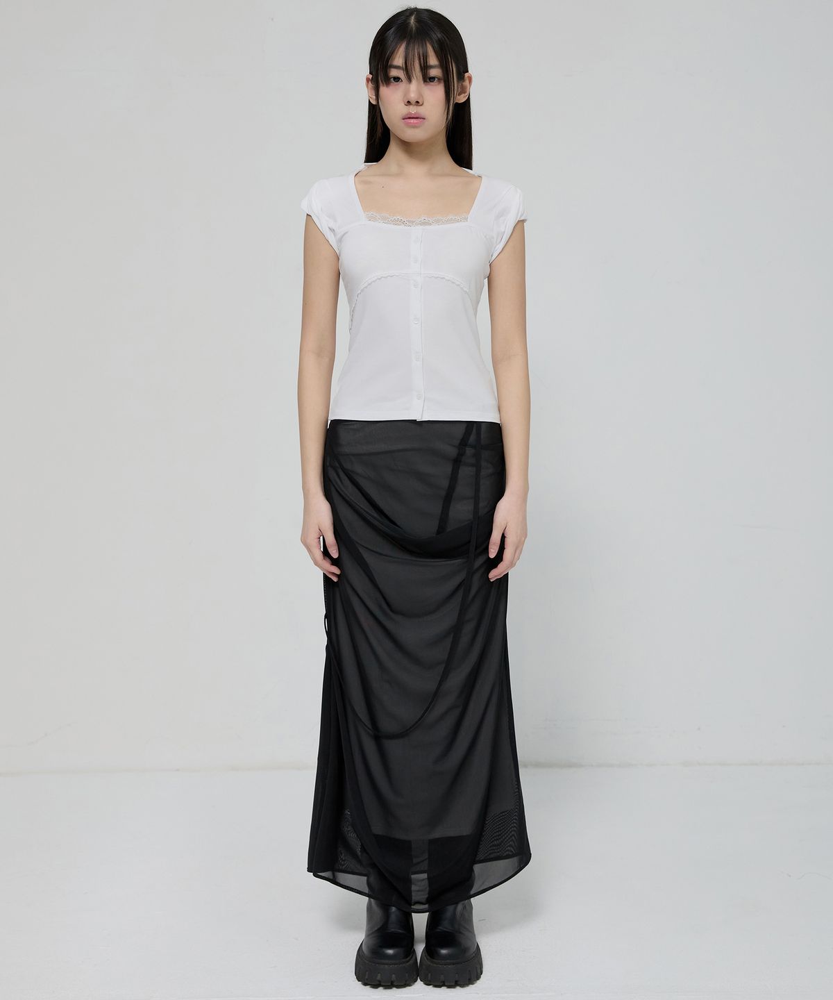 플레어업(FLAREUP) Lace Sleeve Top (FL-112_White)