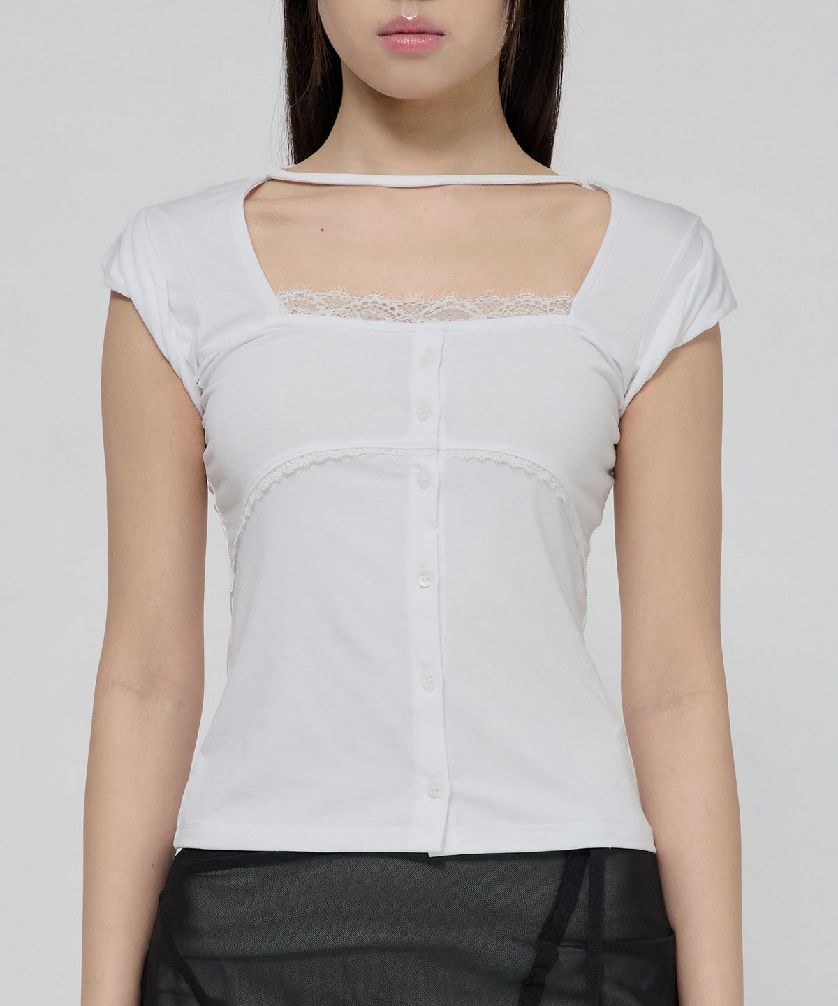 플레어업(FLAREUP) Lace Sleeve Top (FL-112_White)