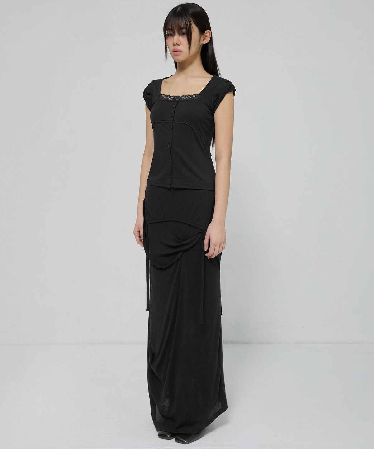 플레어업(FLAREUP) Lace Sleeve Top (FL-112_Black)